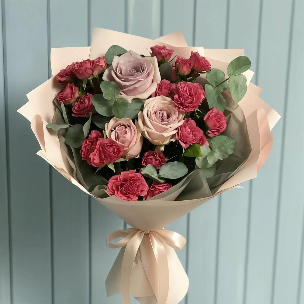 Букет цветов из: Гвоздики и Розы в Рощино Ставропольского края