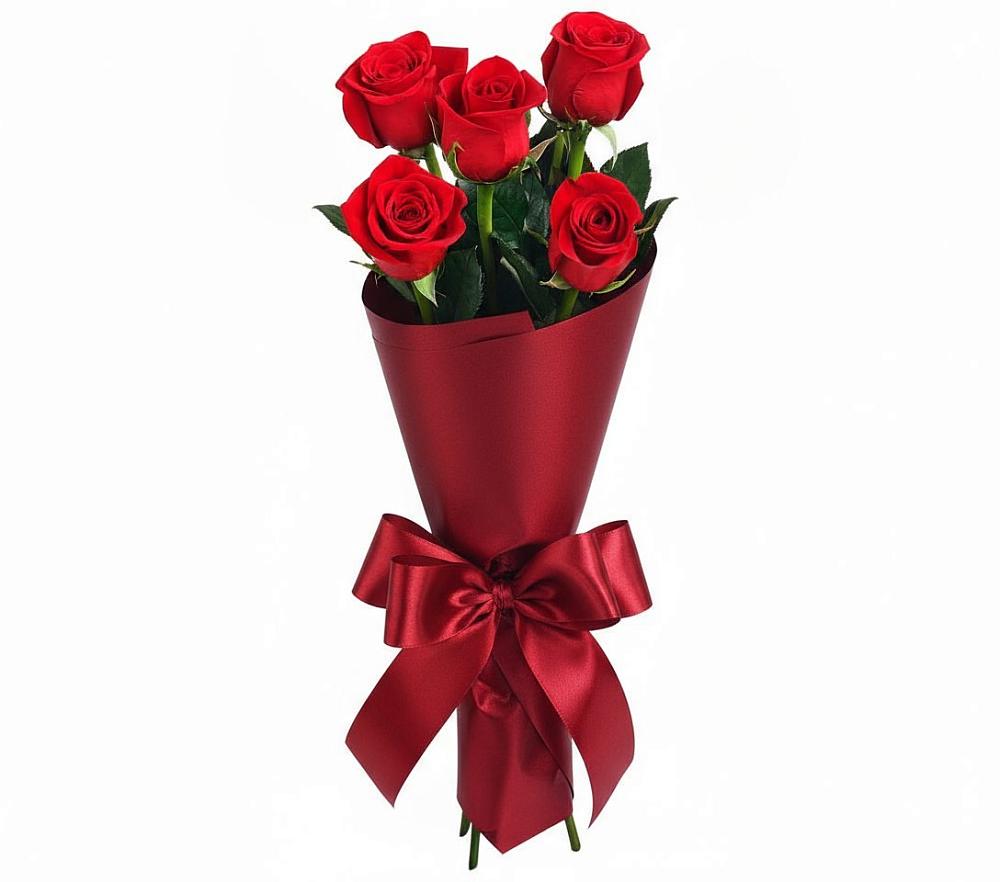 Букет 5 Красных роз Эдлесс Лав в Рощино Ставропольского края