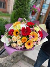 Букет цветов из:  Герберы, Ромашки, Хризантемы, Розы и Подсолнухи #REPLACE_PRED# Рощино Ставропольского края
