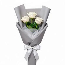 Букет 3 белые розы #REPLACE_PRED# Рощино Ставропольского края