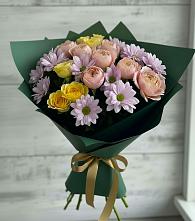 Букет цветов из:  Хризантемы и Розы в Рощино Ставропольского края