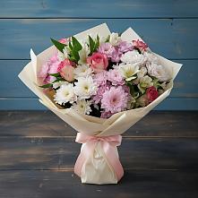 Букет цветов из:  Хризантемы, Альстромерии и Розы в Рощино Ставропольского края