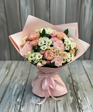 Букет цветов из:  Гвоздики, Розы и Хризантемы в Рощино Ставропольского края