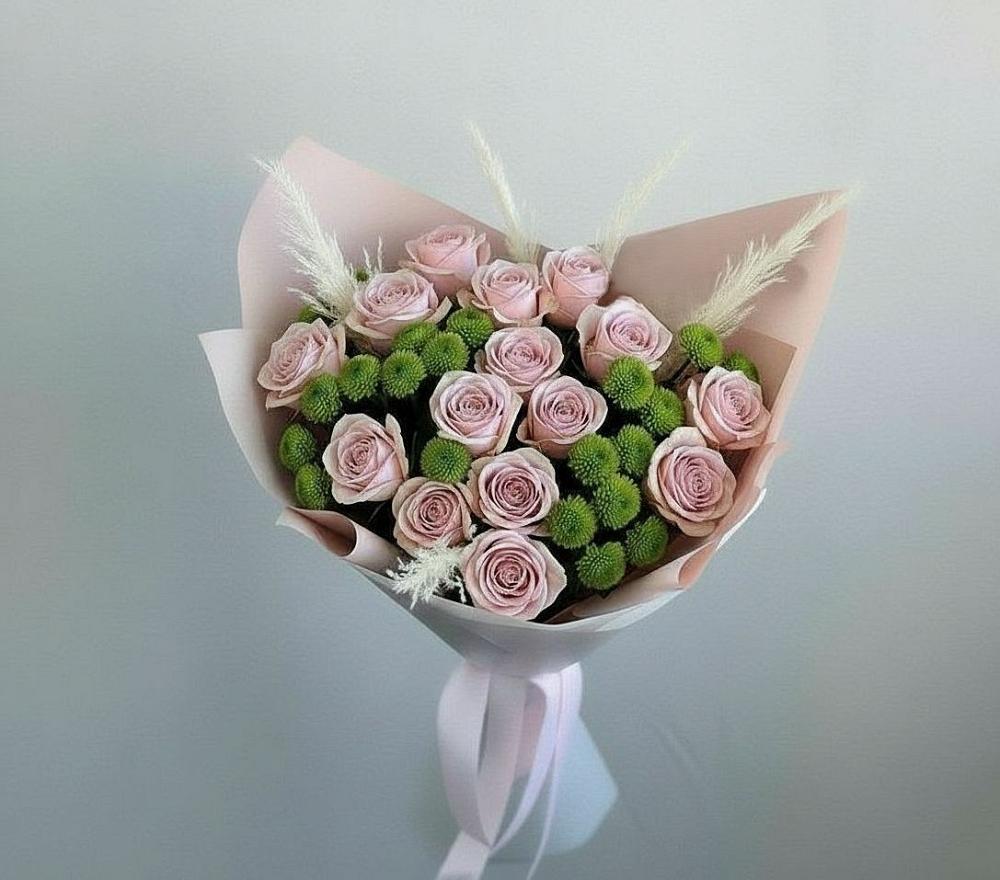 Букет цветов из: Розы и Хризантемы в Рощино Ставропольского края