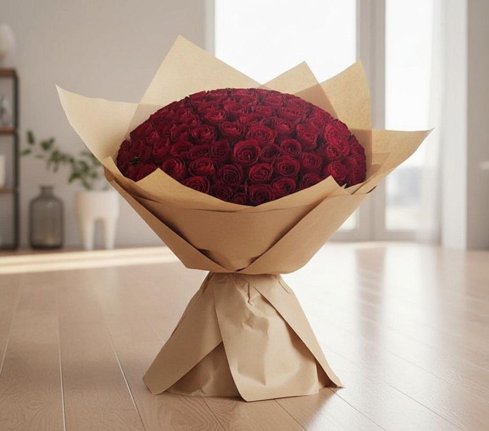 Букет 101 Красная роза в Рощино Ставропольского края