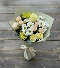 Букет цветов из:  Альстромерии, Розы и Хризантемы #REPLACE_PRED# Рощино Ставропольского края