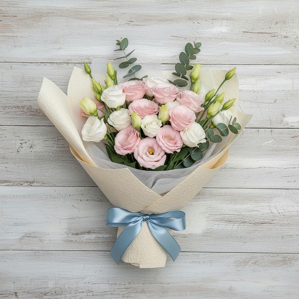 Букет цветов из: Лизиантусы в Рощино Ставропольского края